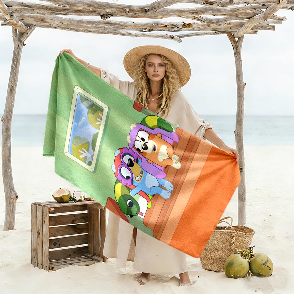 Bluey Beach Towel Soft Durable Quick-Dry Comfortable Lightweight
