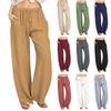 Women's Casual Straight Leg Pants Solid Color Casual Long Pants With Pockets