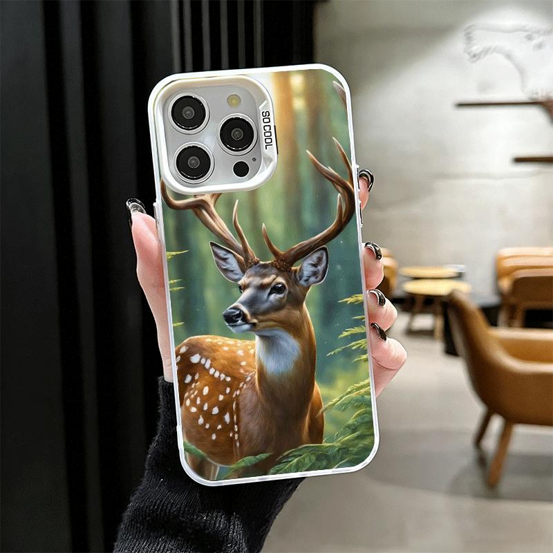 Чехол для телефона Sika Deer Elk Animal Ударопрочный для iPhone 17 Air 16 16E 15 Pro Max 14 Plus 13 Mini 12 Задняя крышка Противоударный Fundas