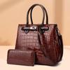 Crocodile Pattern Lacquer Leather Women's Bag Two Piece Handheld One Shoulder Diagonal Straddle Bag