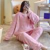 Oversized Plush Pajamas Set Women's Coral Fleece Autumn Winter Warm Home Clothes Sweet Long Sleeves Loose Thickened Outwear
