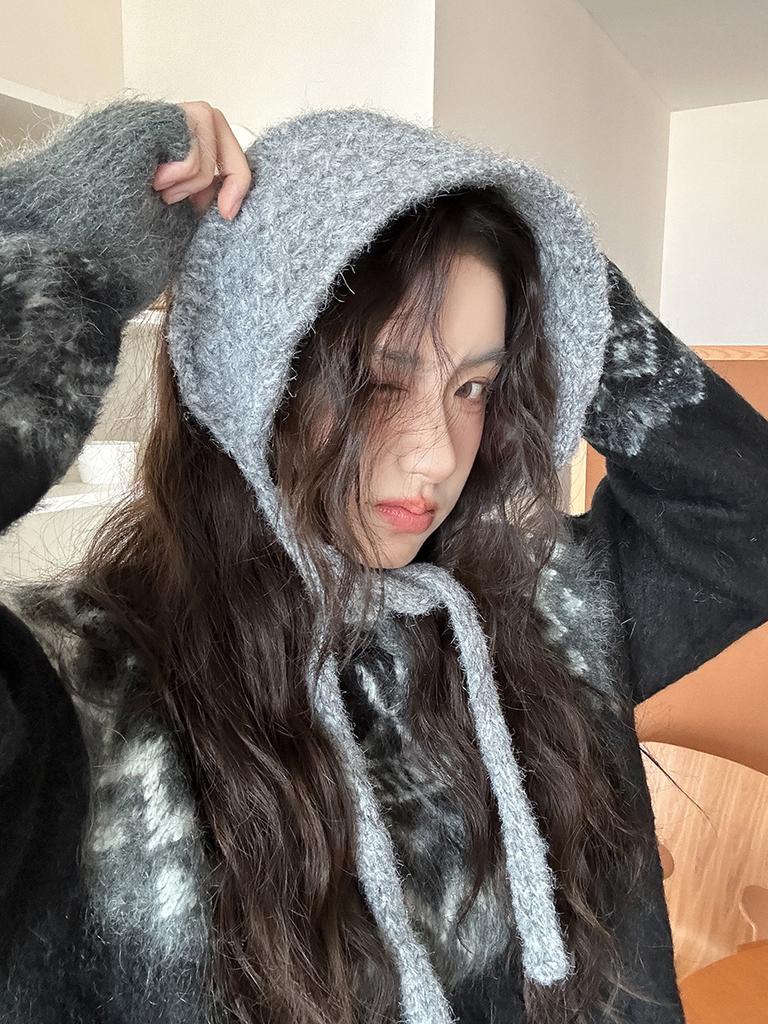 Шерстяные вязаные наушники, шерстяные наушники для женской осени и зимы, новые тепловые на шнуровке для согревания ушей