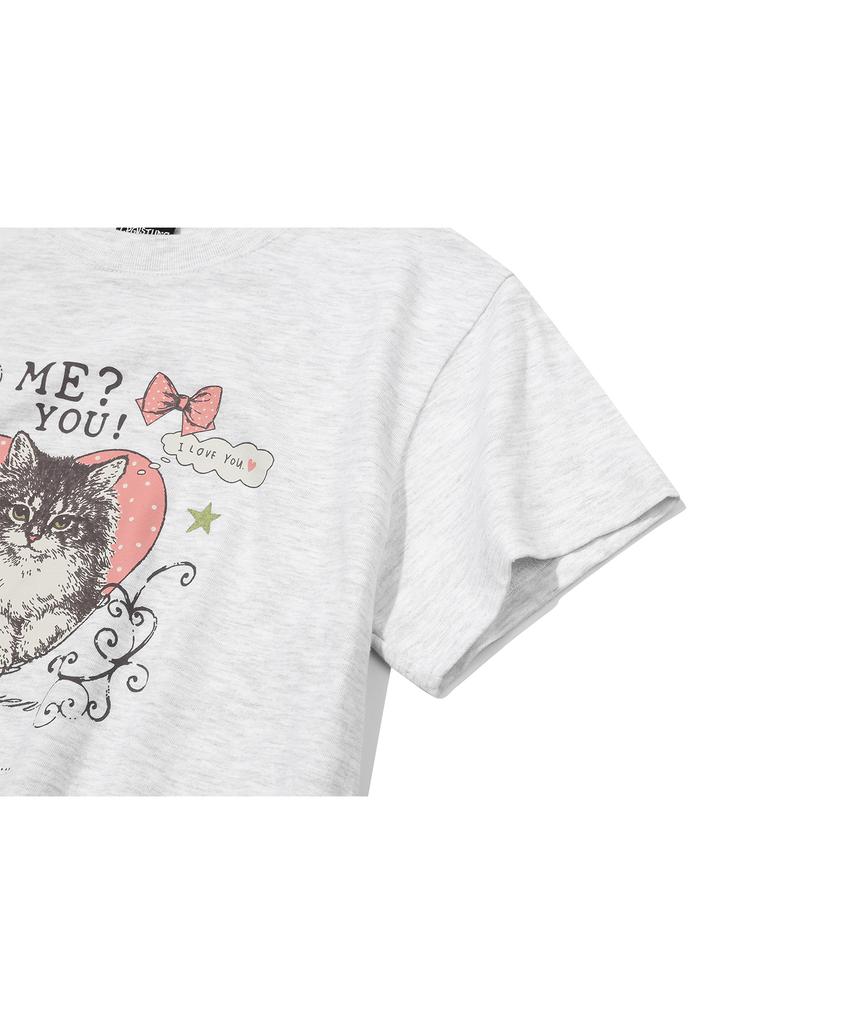 CPGN STUDIO Miyucat Crop Short Sleeve T-Shirt Melinge White