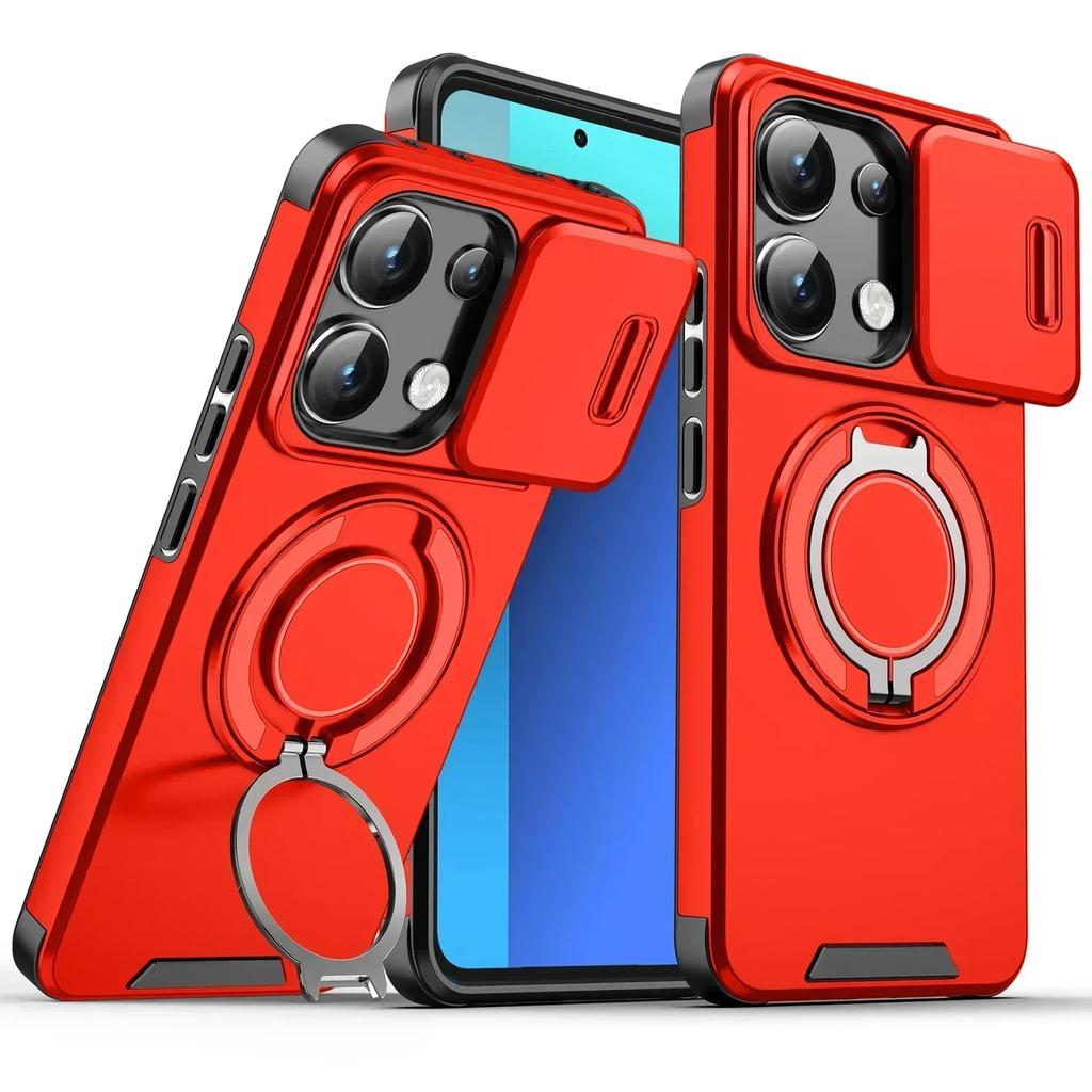 Противоударный магнитный чехол для Xiaomi 14T Pro 5G со сдвижной защитой объектива камеры, металлическим кольцом-подставкой, защитная крышка для Xiaomi 14T Pro