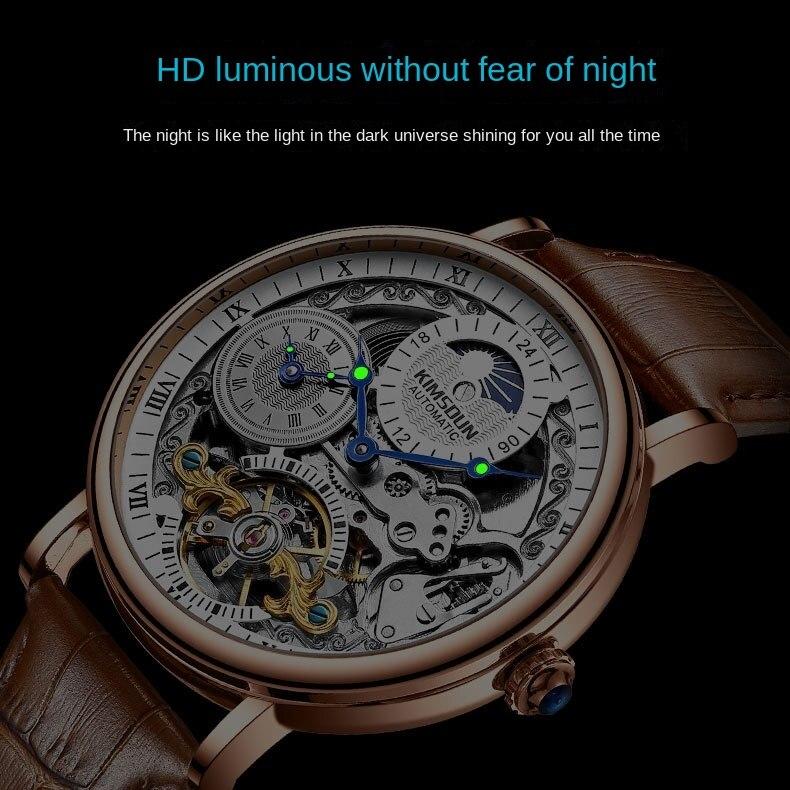 KIMSDUN Новые высококачественные мужские механические часы, мужские часы, водонепроницаемые, полностью автоматические часы