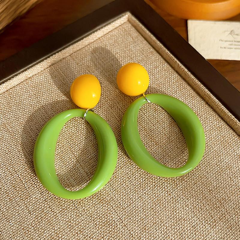 Серьги-клипсы в стиле 80-х в гонконгском стиле красного и синего цвета для непроколотых ушей – Высококлассные французские роскошные серьги-кольца