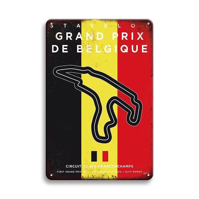 Металлический Плакат Гоночный Трек F1 Конкуренция Винтаж Оловянный Знак Ретро Железная Пластина Бар Клуб Человек Пещера Домашнее Украшение Стены Художественные Наклейки