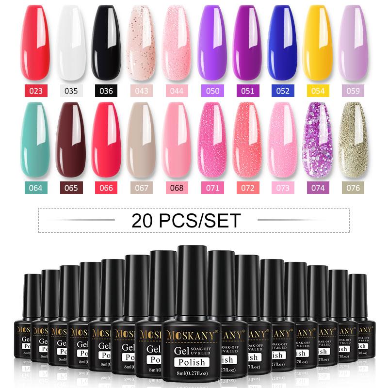 10/20/30 цветов, набор гель-лаков для ногтей, набор гель-лаков для замачивания, маникюр, полупостоянные гибридные лаки, основа и верхний дизайн ногтей