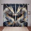 Яркие шторы с драконом, 2 панели, 3D-принт, солнцезащитные шторы, синее золото, пламя, мистическая спальня, декор для гостиной в стиле фэнтези