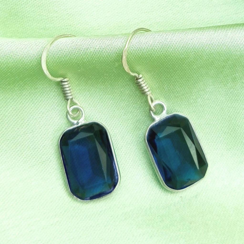 Голубой топаз драгоценный камень 925 пробы посеребренный крючок женские серьги ювелирные изделия WHE-E46