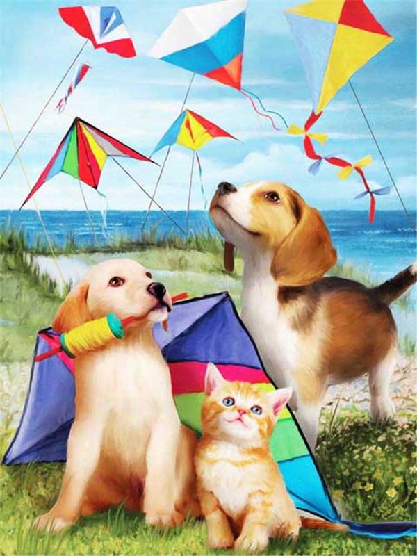 DIY Diamond Mosaic Dog Picture Of Rhinestone Diamond Painting Cat Animal Cross Stitch Seaside Embroidery Decor For Home