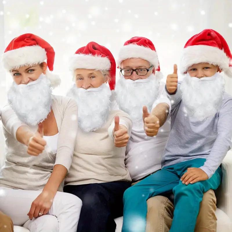 White Santa Claus Beard Adjustable Fake Curly Costume Prop Christmas Theme Dress Up Accessory Holiday Party Supplies for Adults