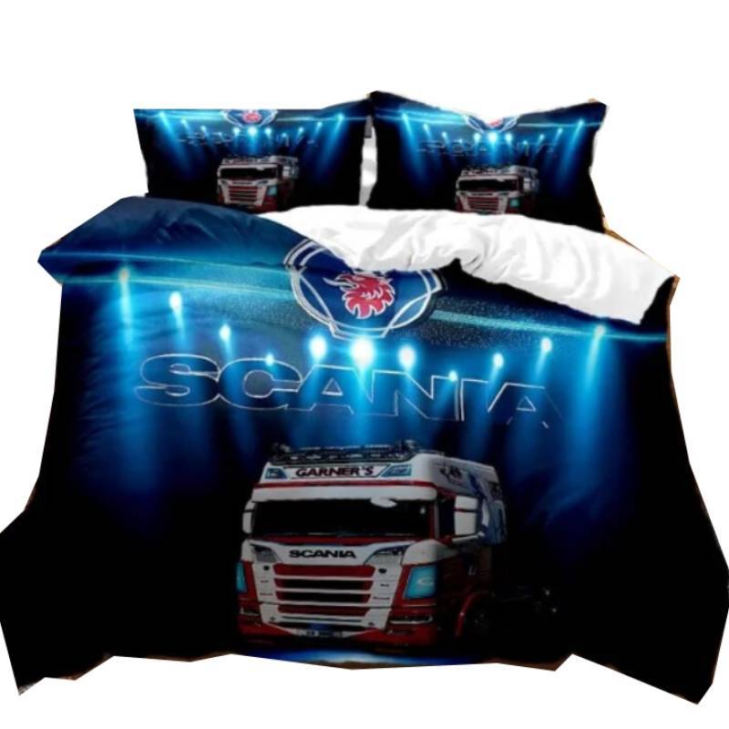 Trucks Printed Scania Duvet Cover Pillowcase Bedding Set Childrens Bedroom Decor