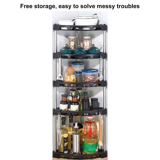 1 Set Kitchen Storage Shelf Stainless Steel Kitchen Corner Storage Organizer Detachable Shelf Home Supply