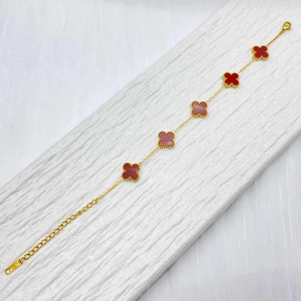 Браслет из высококачественной нержавеющей титановой стали 13 мм в виде четырехлистного клевера для женщин, модный браслет высокого класса