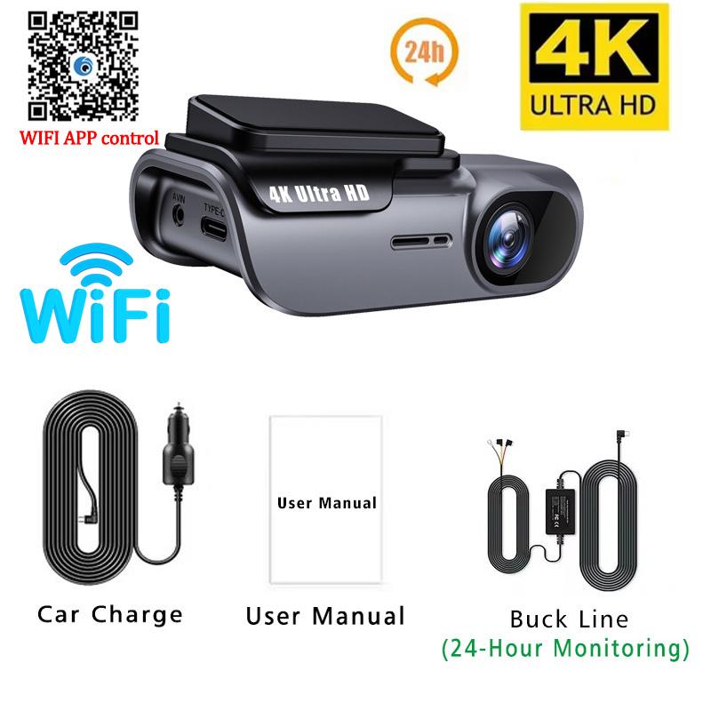 НОВЫЙ UHD 4K WIFI DashCam Видеорегистратор ночного видения Черный ящик Автомобильный видеорегистратор Камера Видеорегистратор Автоматическая поддержка G-сенсора Круглосуточная парковка