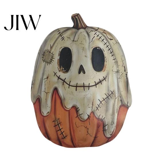 Premium Solid Wood Art Halloween Wooden Ornaments, Distressed Pumpkin/Cat Decorations, Desktop & Wall Durable Tabletop Decors for Autumn Harvest