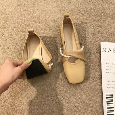 Женские туфли Мэри Джейн Легкие балетки на плоской подошве Туфли на плоской подошве с квадратным носком Ремешок на щиколотке Удобные модельные туфли Нескользящие женские прогулочные туфли