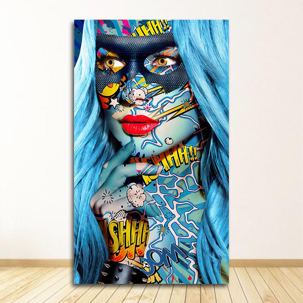 Граффити женский портрет картина маслом плакат и принты Настенный декор для гостиной холст картина настенная живопись домашние постеры