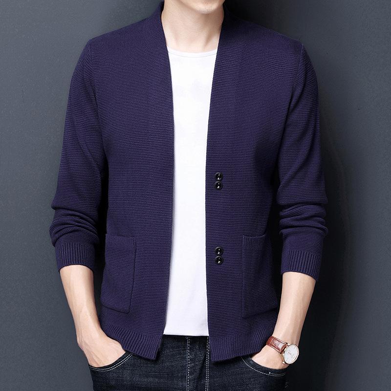 Весенне-осенняя мода вязаное пальто с четырьмя пуговицами для мужчин корейская версия кардиган свитер для ношения всех верхних пальто мода