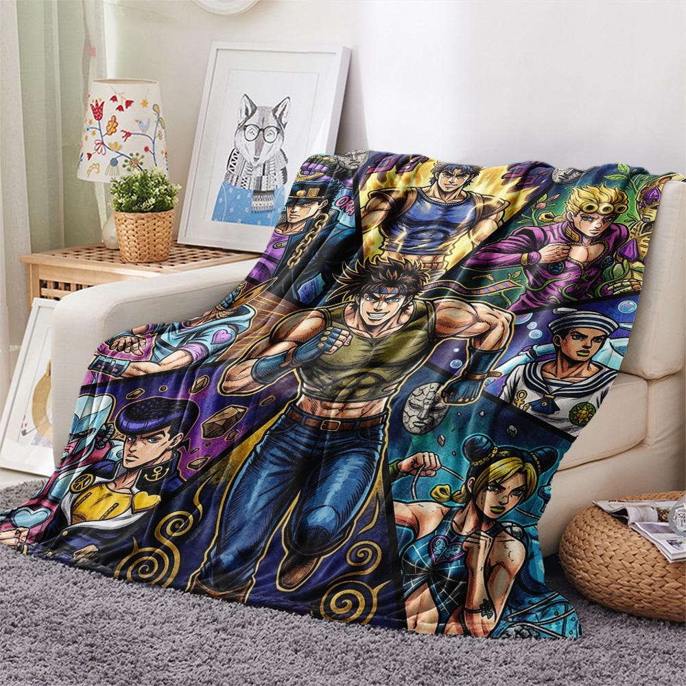 1PC Jojos Bizarre Adventure Patterned Flannel Blanket Suitable For All Seasons For Home Decor Warmth And Comfort Gifts Holiday Present