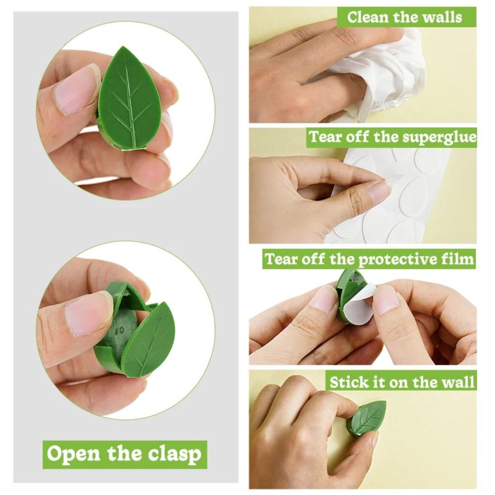 10Pcs Wall Fixer Leaf Shaped Clips Self-Adhesive Fixed Buckle New Hook Support  for Plant Climbing
