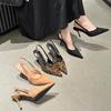 2025 Summer Ladies Shoes Slip-on Women's High Heels Sexy Leopard Print Office Career New Dress Party Pumps Pointed Toe Sandals