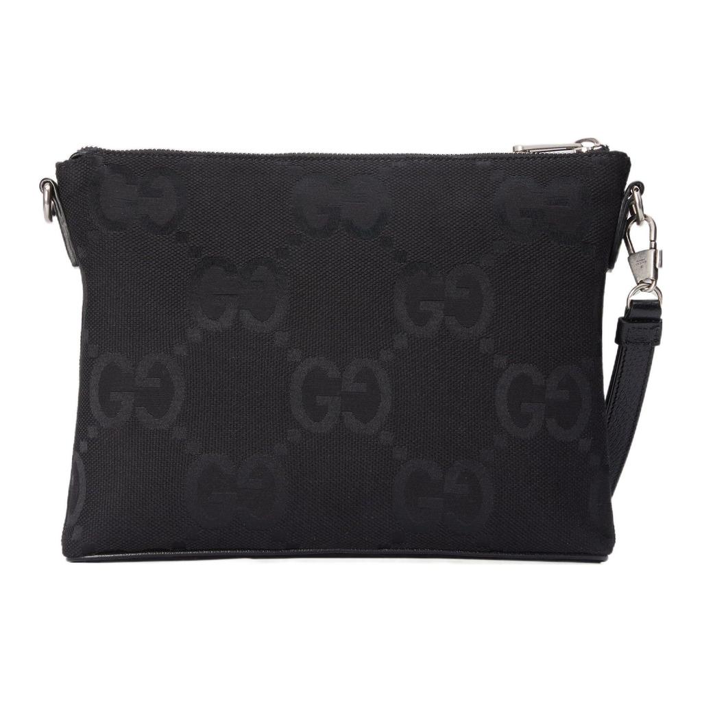 Gucci Detachable Shoulder Strap Zipper Closure Canvas Messenger Bag Men Shoulder Bags Black 739668-FABRP-1000