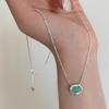 Серебряное колье 925 пробы с зеленым синим неровным кулоном Элегантный чокер для женщин Девушек Ювелирное изделие Подарок