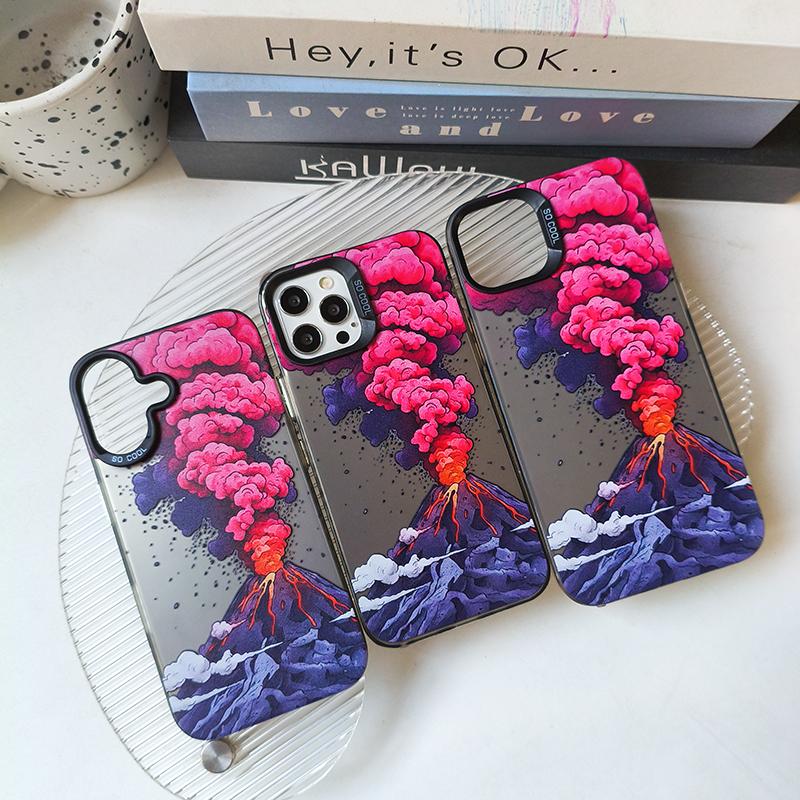 New Volcanic Relief Design Mobile Phone Case for iphone 16 Plus 17 Air Pro Max Electroplated Shell Shockproof Coque Back Cover