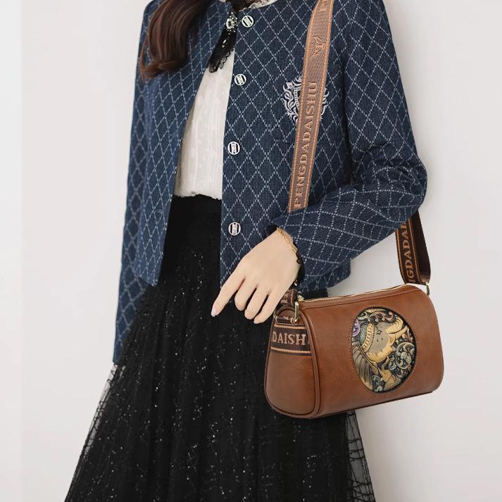 Women Crossbody Bag Large Capacity Pillow Bag Commuting Retro Ethnic Style Elephant Women's Shoulder Bag