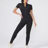 Лето осень короткий рукав Сборка Комбинезон для тренажерного зала Женский фитнес брюки Костюм Спортивные комбинезоны Женский спортивный костюм Одежда для йоги Молния Тренировка Спортивная одежда
