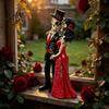 Unique Gothic Gift Skeleton Couple Statue, Romantic Figurine, Resin Home Decor Man And Woman Sculpture for Halloween Table Weather-resistant Courtyard