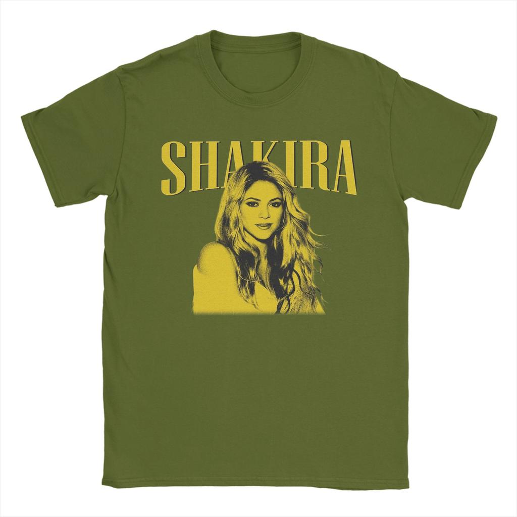 Vintage Pop Singer Shakira TShirts for Unisex Round Neck Pure Cotton T Shirt Short Sleeve Tee Shirt Plus Size Tops