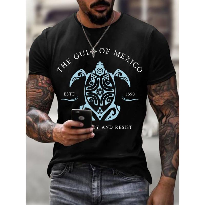 Mens Gulf Of Mexico Print T Shirt Summer Holiday Short Sleeve TShirts Casual Tops Tees New