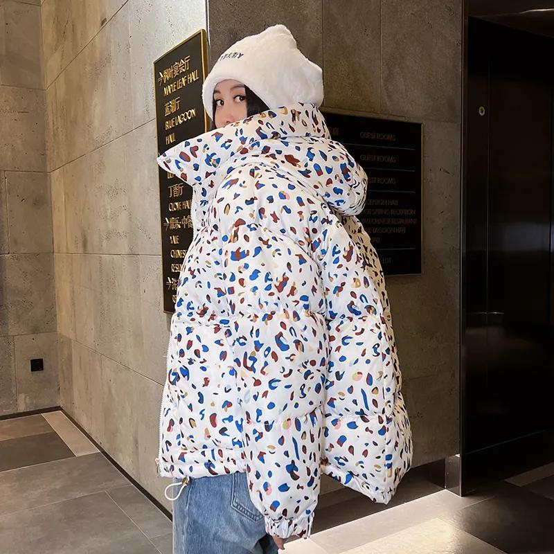 Women's Winter Korean Style Design Floral Loose Warm Bread Jacket