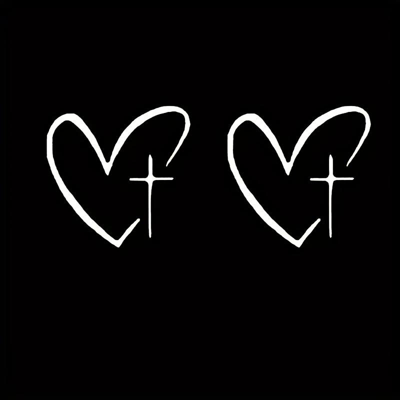 2Pcs/set Of Heart Shape Cross Mirror Stickers, Personalized Creative Decoration