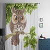 Cartoon Owl Sitting On A Branch Sheer Window Curtains For Living Room Bedroom Voile Tulle Curtains Fabric Drapes For Kitchen