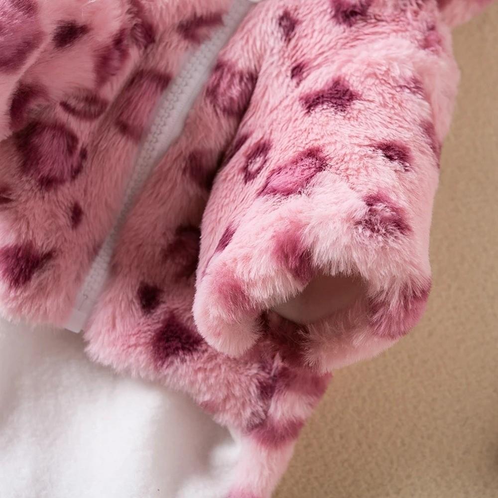 Fashion Leopard Print Dog Clothes Warm Fleece Teddy Pet Hooded Coats Thickened Pet Padded Coat Pet