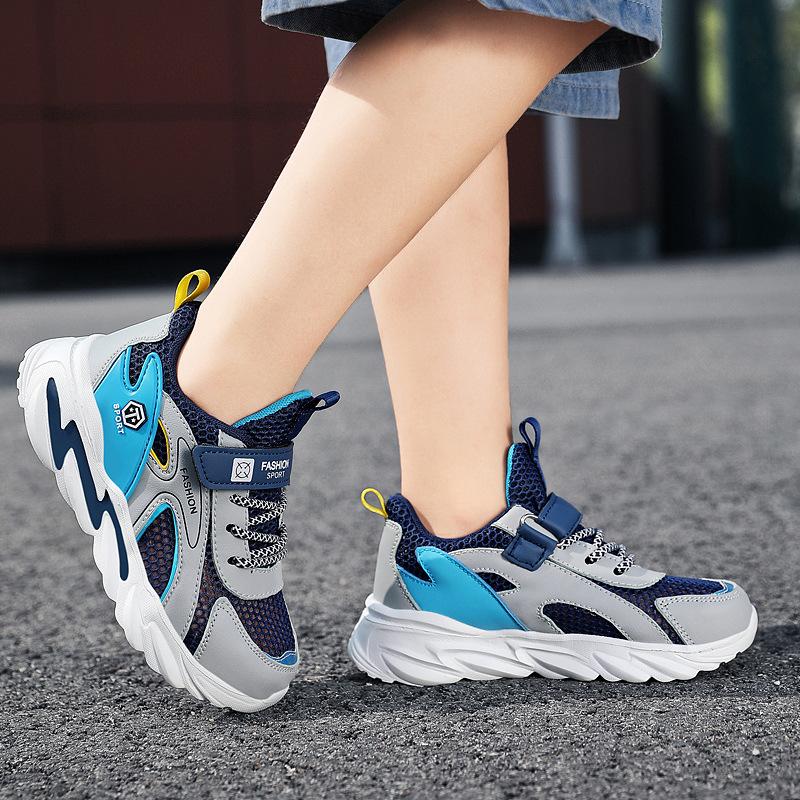 New children's sports shoes for boys, mesh shoes for older kids and teenagers, lightweight, soft-soled, breathable single-mesh running shoes for boys