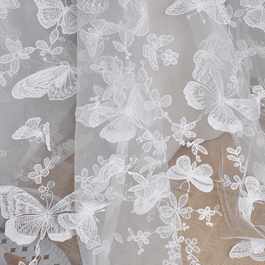 1 ярд кружевная ткань с бабочкой и цветочной вышивкой, мягкий тюль для свадебного платья, праздничное платье, домашний декор, ширина 150 см