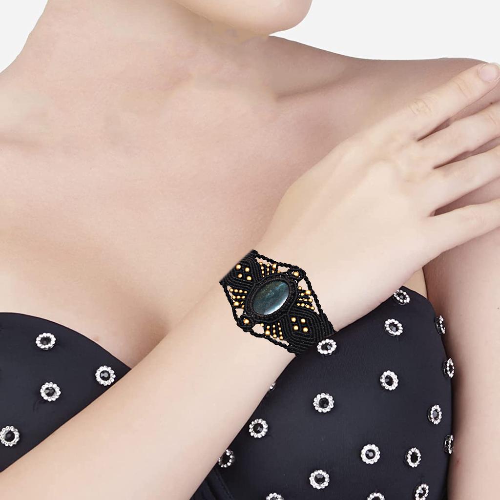 Macrame Thread Ocean Jasper Jewelry Gemstone Handmade 8-10''Ad Bracelet