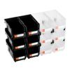 Plastic Stackable Storage Bins, 37.7 x 21.5 x 18 cm (12 Pack), Plastic Containers for Organizing & Storage Bins for Garage, Small Parts, Office
