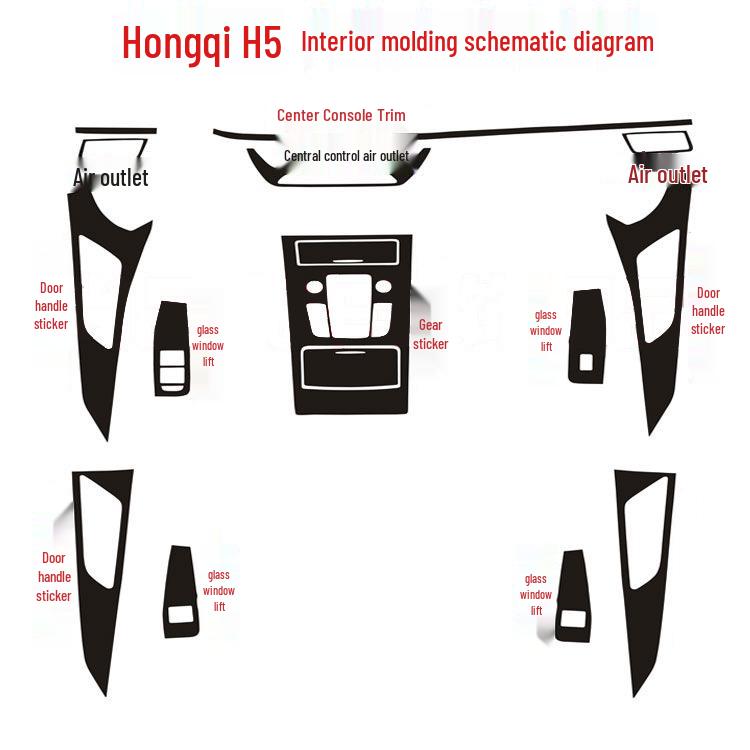 Hongqi H5 Interior Console and Gear Lever Protection Film (2018-2020 Models)