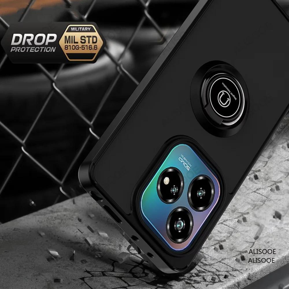 Ударопрочный Бронированный Чехол Funda для ZTE Blade V60 Умный Чехол Полупрозрачный Матовый Кольцо-Держатель Чехол для Телефона для ZTE Blade V60 Чехол
