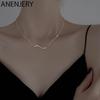 Wave Necklace for Women Glittering Pave CZ Clavicle Chain Necklace Jewelry S-N731