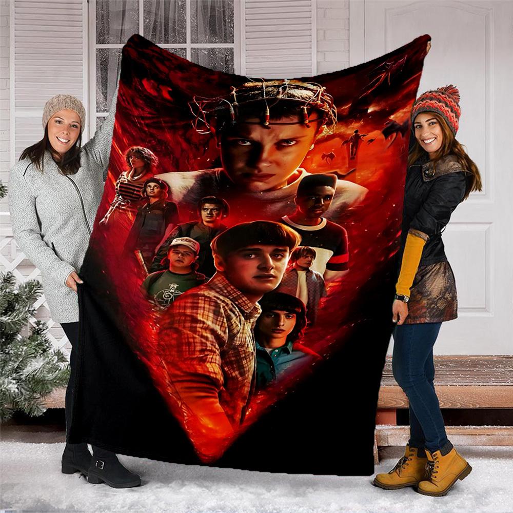 1 шт. Фланелевое одеяло Stranger Things для улицы, персонализированное, мягкое, легкое, с цифровой печатью,
