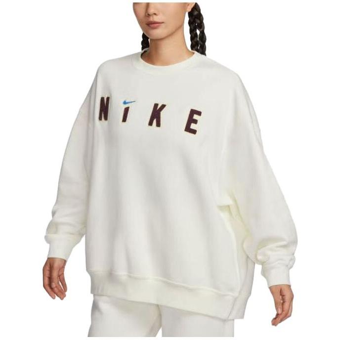 Nike Свободная повседневная толстовка с круглым вырезом и буквами, женская толстовка бежевого цвета FV4012-133