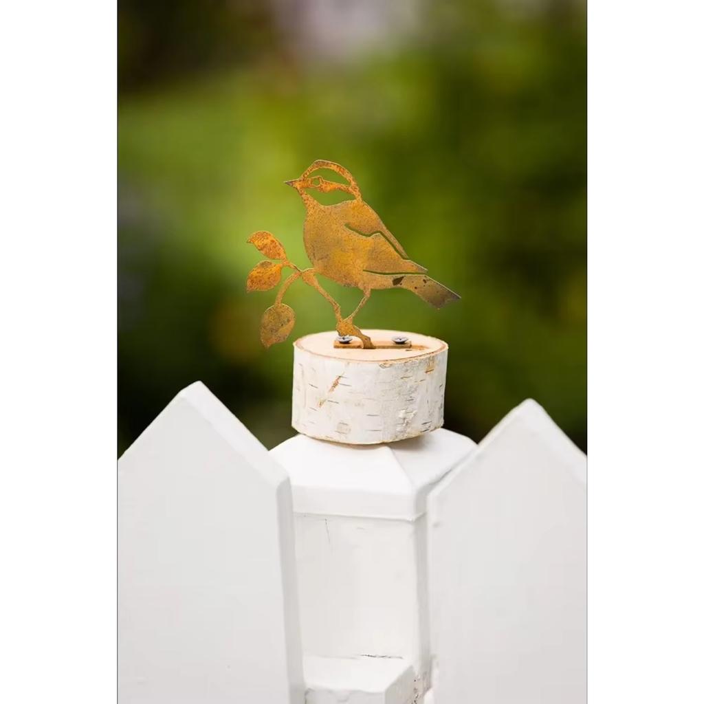 Black-Capped Chickadee, Steel Silhouette with Rusty Patina, Nature Gift, Garden Art, Outdoor Decoration