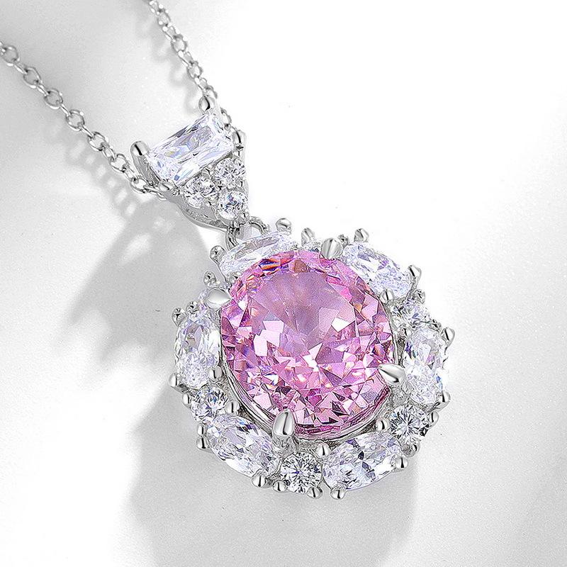 Jewelry Trend Net Red Ice Cut High Carbon Diamond Pendant Clavicle Chain S925 Silver Color Treasure Silver Jewelry Necklace